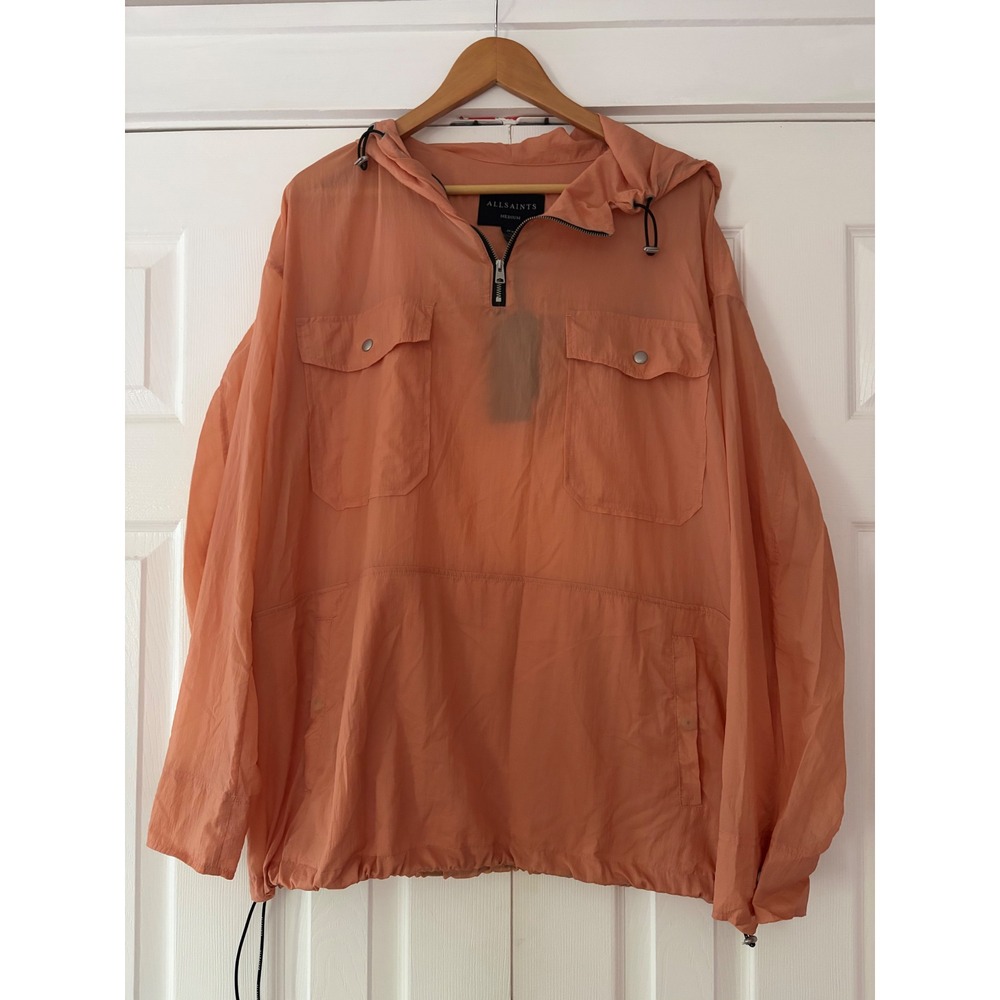 AllSaints Loco Jacket Peached Orange Mens Medium MJ210Y Shower Resistant Anorak